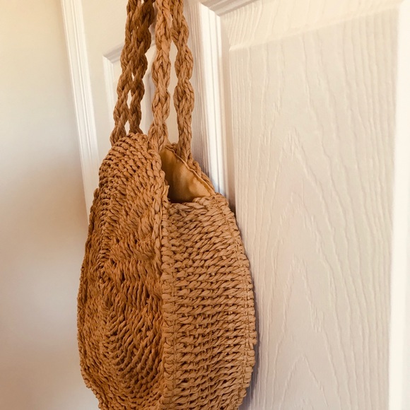 NWOT Raw Straw Zippered Handbag!! Adorable - Picture 4 of 6